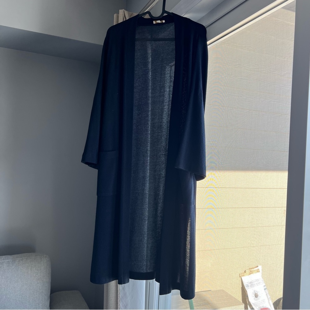 NWOT Laura women cardigan, stylish, small, work wear, cozy, duster, deep blue